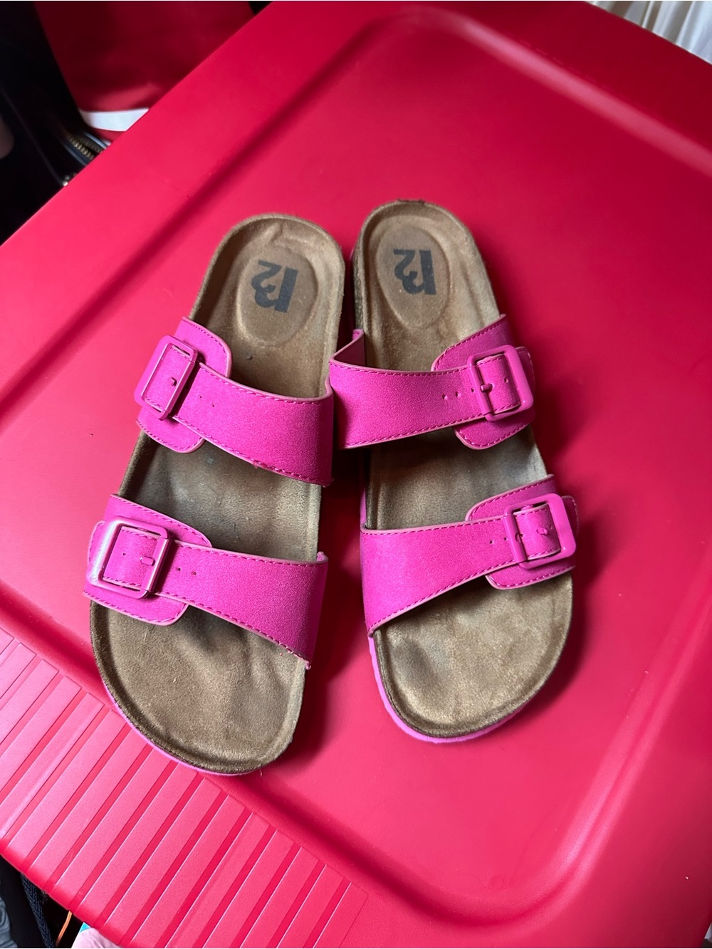 Pink Double-Buckle Slide Sandals size 9
